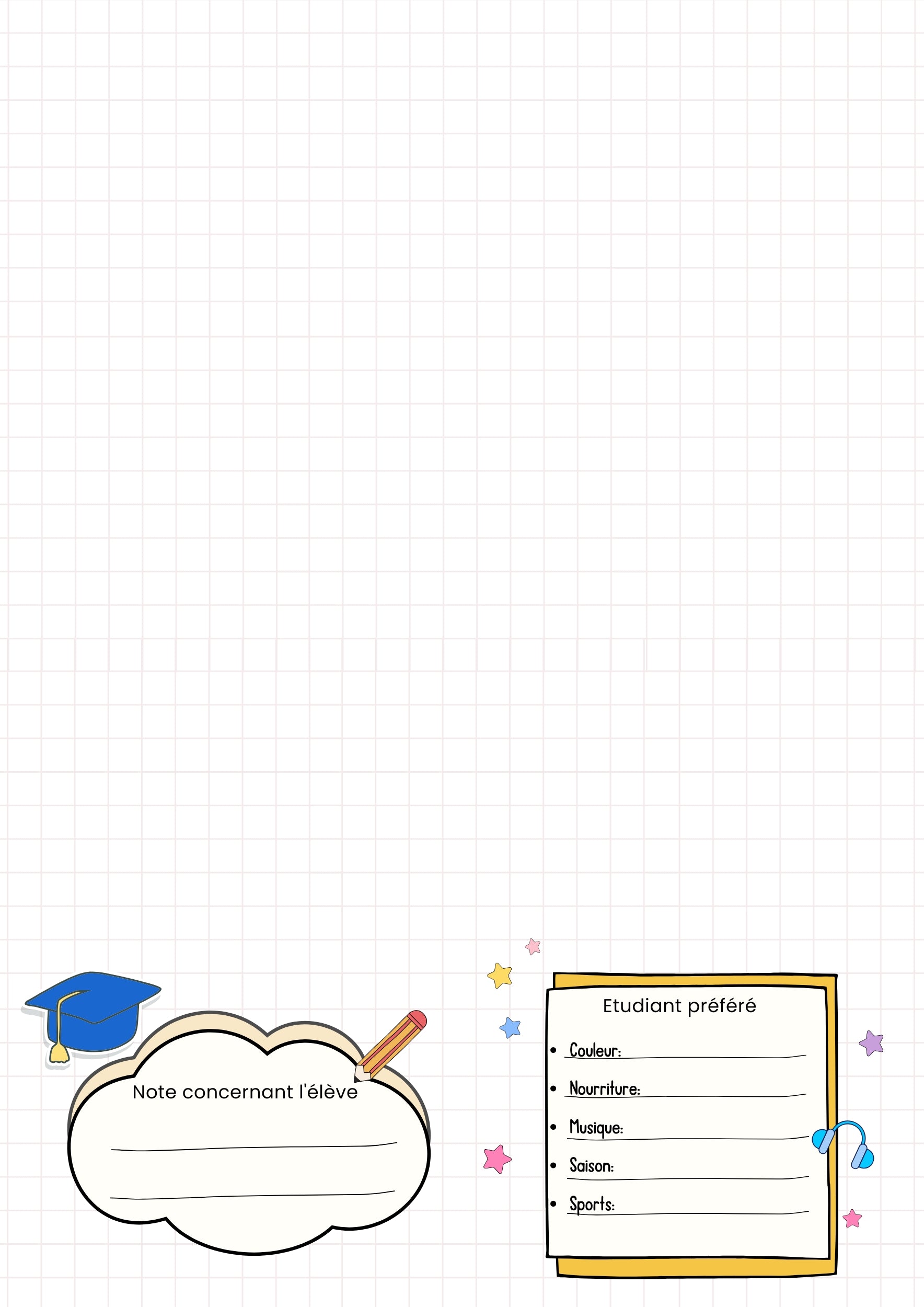 Fiche d’information de l’élève.