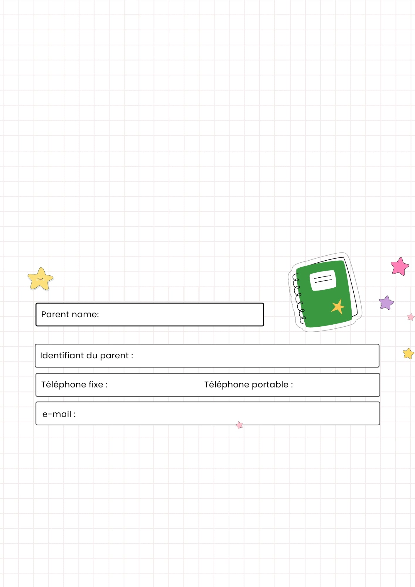 Fiche d’information de l’élève.